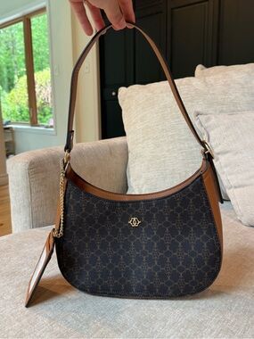 Nanette Lepore Brown Logo-Print Shoulder Bag